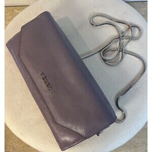 Vélez Lavender Purple Artisan Leather Clutch Wallet With Crossbody Chain